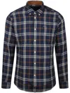 Barbour Navy Blue Crossfell Check Print Shirt In Blue