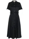 Barbour Ivy Belted Waist Midi Dress With Pockets In Navy Blue