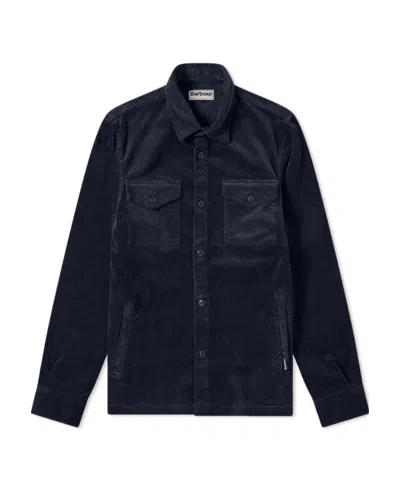 Barbour Navy Blue Lapel Shirt Jacket In Black