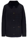 Barbour Navy Blue Quilted Jacket With Contrast Collar In Polyamide Woman In Blue
