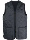 Barbour Quilted Sleeveless Vest Front Pockets In Navy Blue