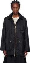 Barbour Navy Highclere Waxed Jacket In Blue