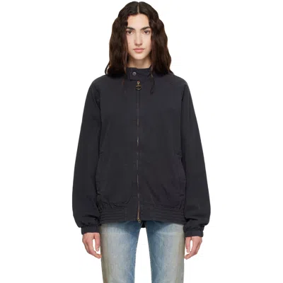 Barbour Navy Royston Cotton Harrington Bomber Jacket In Black