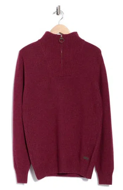 Barbour Nelson Essential Wool Half Zip Sweatshirt In Red