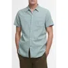 Barbour Nelson Garment Dye Cotton & Linen Camp Shirt In Pale Apple