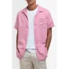Barbour Nelson Garment Dye Cotton & Linen Camp Shirt In True Pink