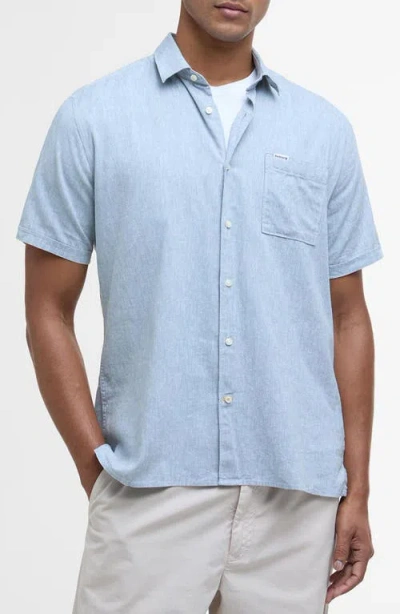 Barbour Nelson Linen & Cotton Button-up Shirt In Lead