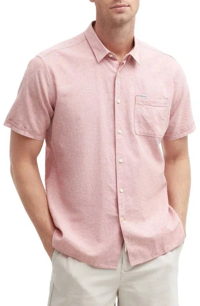 Barbour Nelson Linen & Cotton Button-up Shirt In Pink Clay