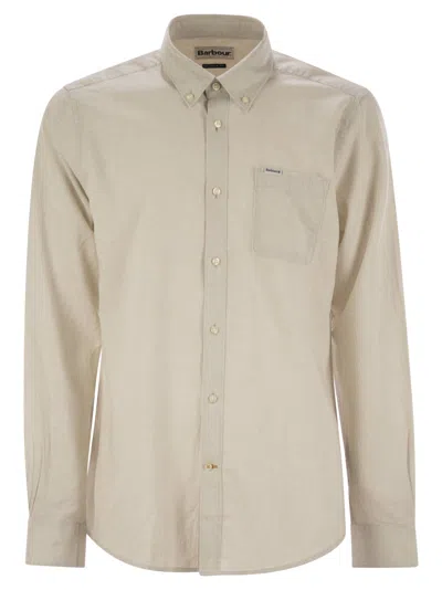 Barbour Nelson Linen And Cotton Long Sleeved Shirt In Light Beige