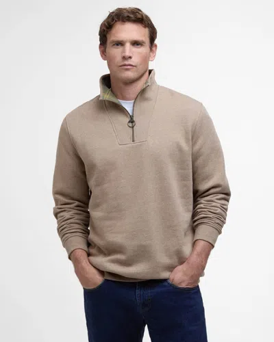 Barbour Nelson Mens Half Zip Sweatshirt In Brown