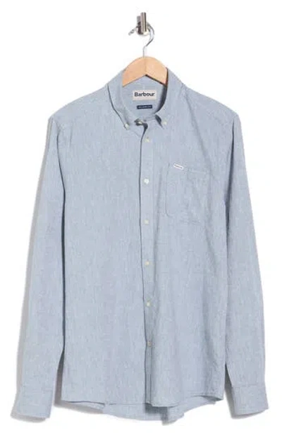 Barbour Nelson Tailored Fit Solid Linen & Cotton Button-down Shirt In Lead