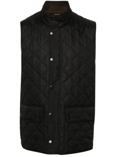 Barbour Diamond-quilted Logo-embroidered Gilet In Black