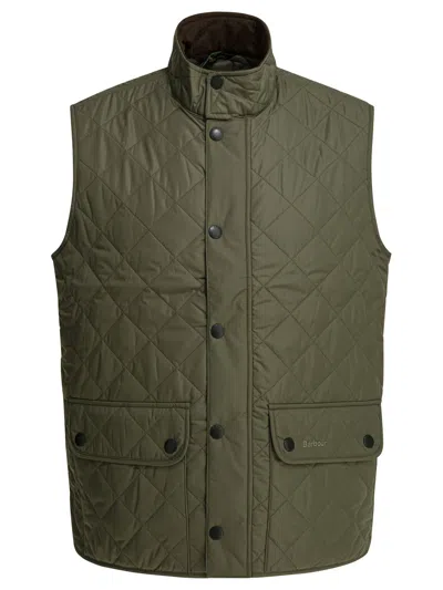Barbour Lowerdale High Collar Quilted Vest Sleeveless In Green
