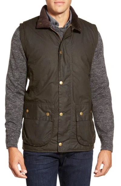 Barbour 'new Westmorland' Water Resistant Waxed Cotton Vest In Olive