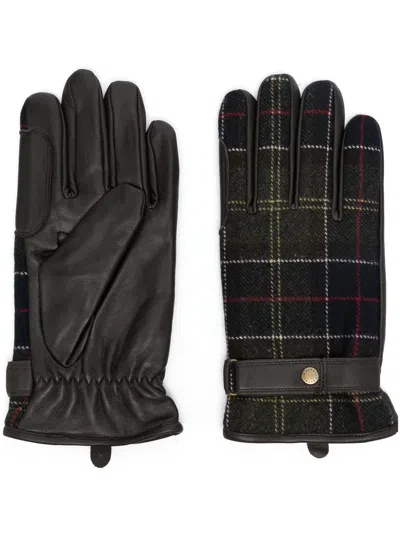 Barbour Newbrough Tartan Full-finger Gloves In Brown