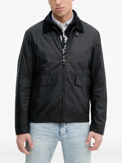 Barbour Newbury Zip-fastening Corduroy-collar Jacket In Black