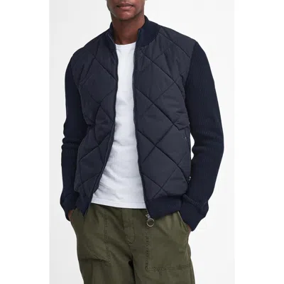 Barbour Newland Zip Through Knitted Sweater In Navy