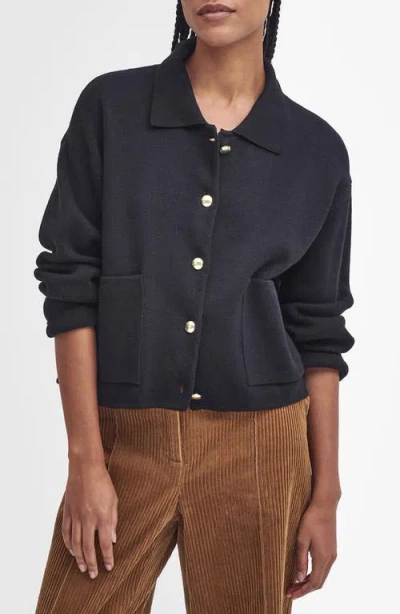 Barbour Noelle Boxy Cotton Cardigan In Black