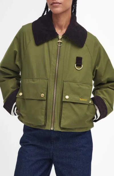 Barbour Nora Jacket In Dark Moss/light Sand/dark Moss