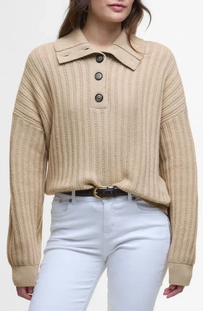 Barbour Norham Cotton & Wool Polo Sweater In Brown