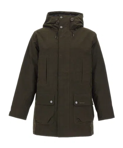 Barbour Northfield Hooded Waxed Coat In Brown