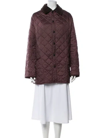 Pre-owned Barbour Nylon Faux Fur Jacket In Burgundy