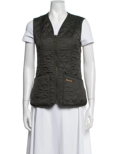 Pre-owned Barbour Nylon Patterned Vest In Green