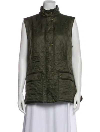 Pre-owned Barbour Nylon Printed Vest In Green
