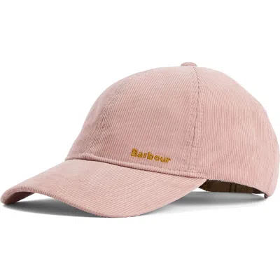 Barbour Oakley Corduroy Baseball Cap In Pink