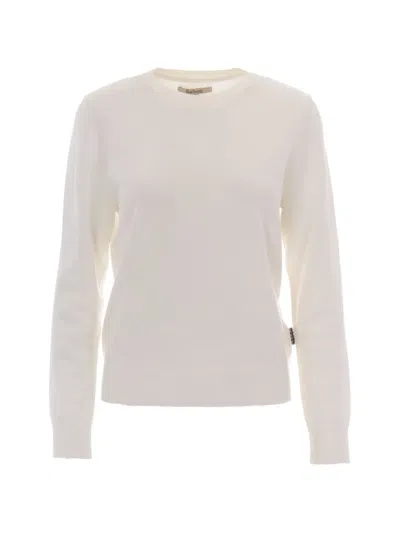 Barbour Oakley Crew-neck Long-sleeve Sweater In White
