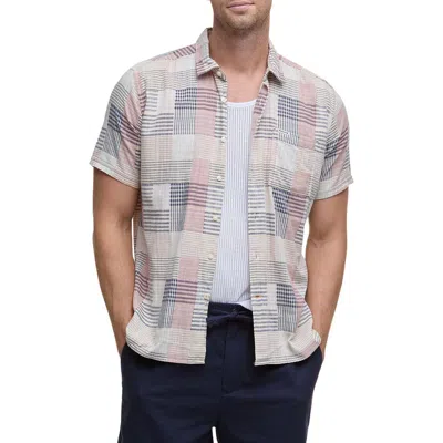 Barbour Oakshore Patchwork Print Short Sleeve Slub Cotton Button-up Shirt