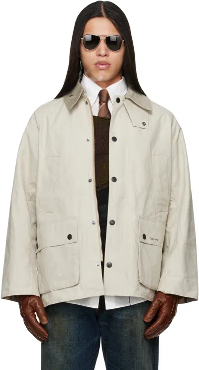 Barbour Off-white Oversized Bedale Casual Jacket In Brown
