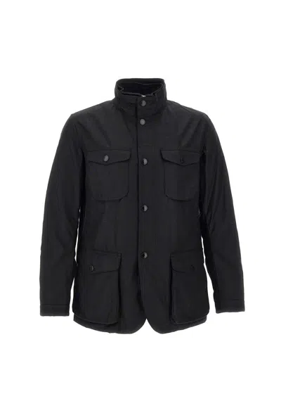 Barbour Ogston High-neck Waxed Jacket In Black