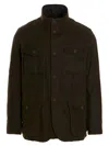 Barbour Olive Solid Mandarin Collar Jacket In Green