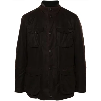 Barbour Ogston Waxed Cotton Jacket In Black