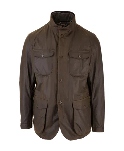 Barbour Ogston Waxed Jacket In Black