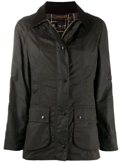 Barbour Olive Green Cotton Beadnell Wax Jacket For Women