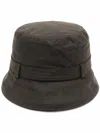 Barbour Buckle-detail Waxed Bucket Hat In Olive