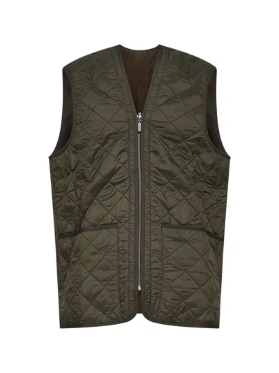 Barbour Olive Polarquilt Zip-in Liner In Green