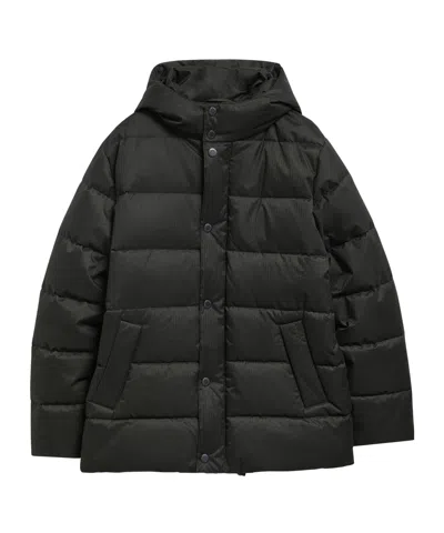 Barbour Olive Quilted Hooded Puffer Coat In Black