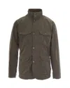Barbour Olive Solid Mandarin Collar Jacket In Olive