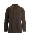 Barbour Olive Solid Shirt Collar Jacket In Brown