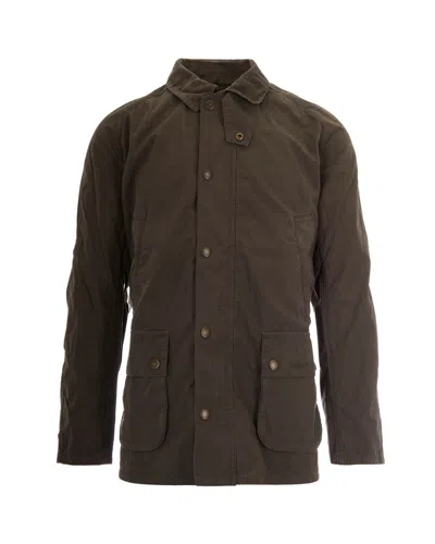 Barbour Olive Solid Shirt Collar Jacket In Brown