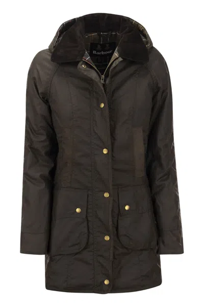 Barbour Olive Wax Jacket For Women With Detachable Hood