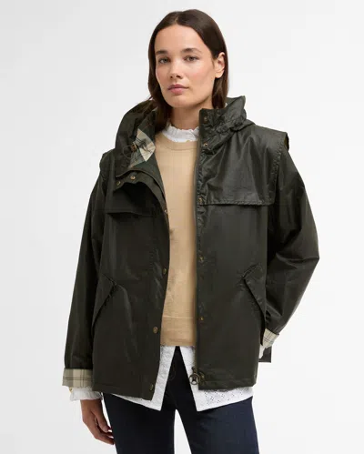 Barbour Ornella Womens Wax Jacket In Green