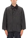 Barbour Relaxed Fit Waxed Jacket With Corduroy Collar In Black