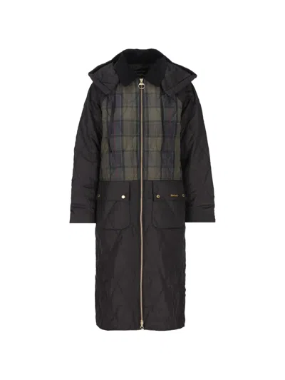 Barbour Osbourne Quilted Tartan-panelled Jacket In Black