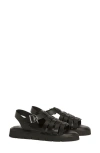 Barbour Otterburn Classic Black Leather Fisherman Sandals In Black