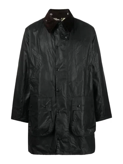 Barbour Border Wax Jacket In Black