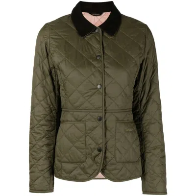 Barbour Deveron Quilted Buttoned Jacket In Green